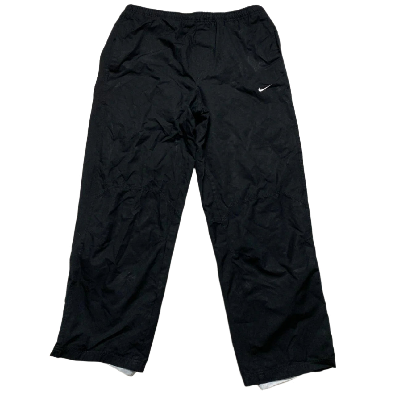 Nike Black and White Swoosh Baggy Trackpant Shell Bottoms (M)