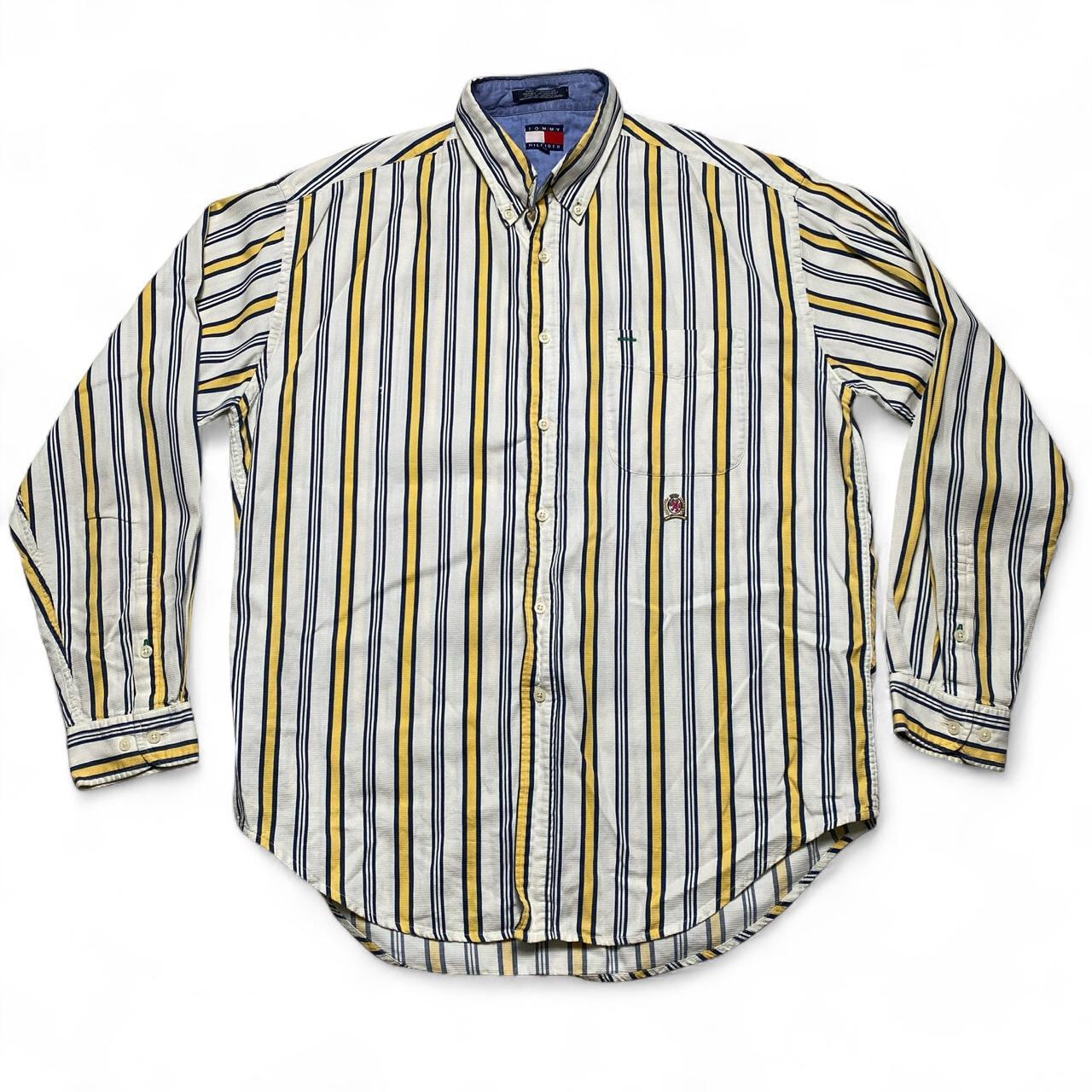 Tommy Hilfiger Striped White Yellow and Blue Shirt (L)