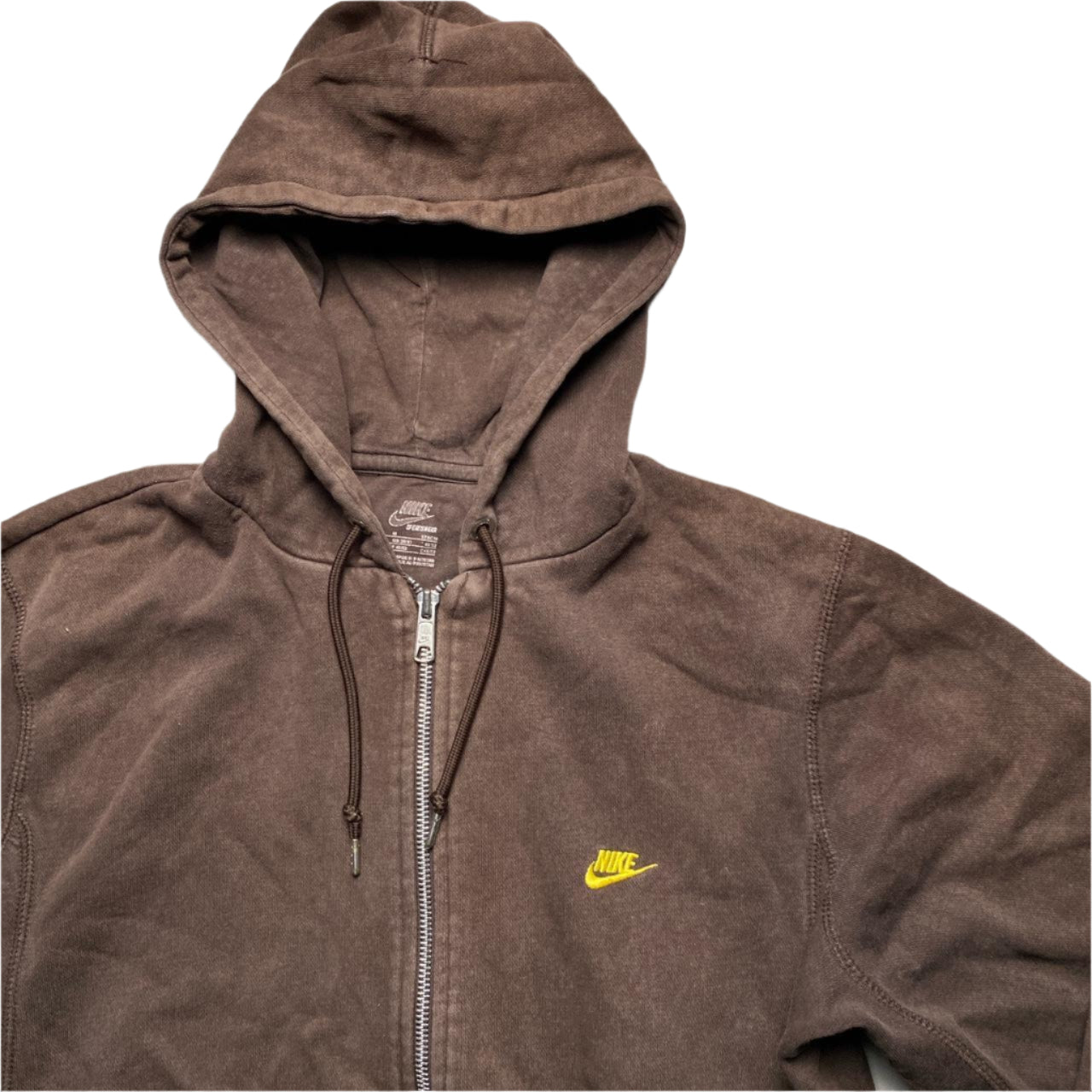 Nike Brown and Yellow Swoosh Vintage Hoodie (M)