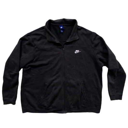 Nike White Swoosh Black Zip Jumper (2XL)
