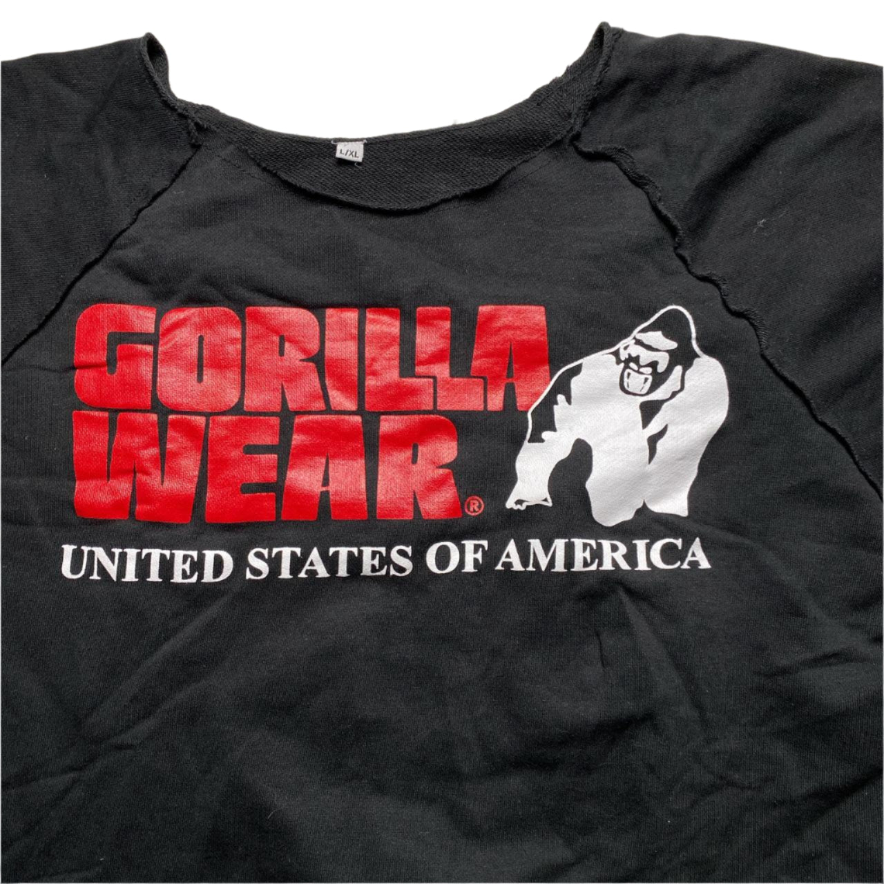 Gorilla Wear USA Black and Red Short Gym Sweatshirt Jumper (L)