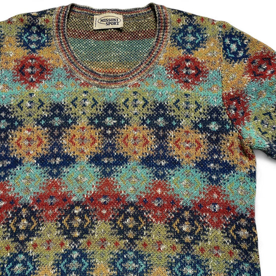 Missoni Sport Vintage 90’s Multicoloured Knit Short Sleeve Jumper T Shirt (S)
