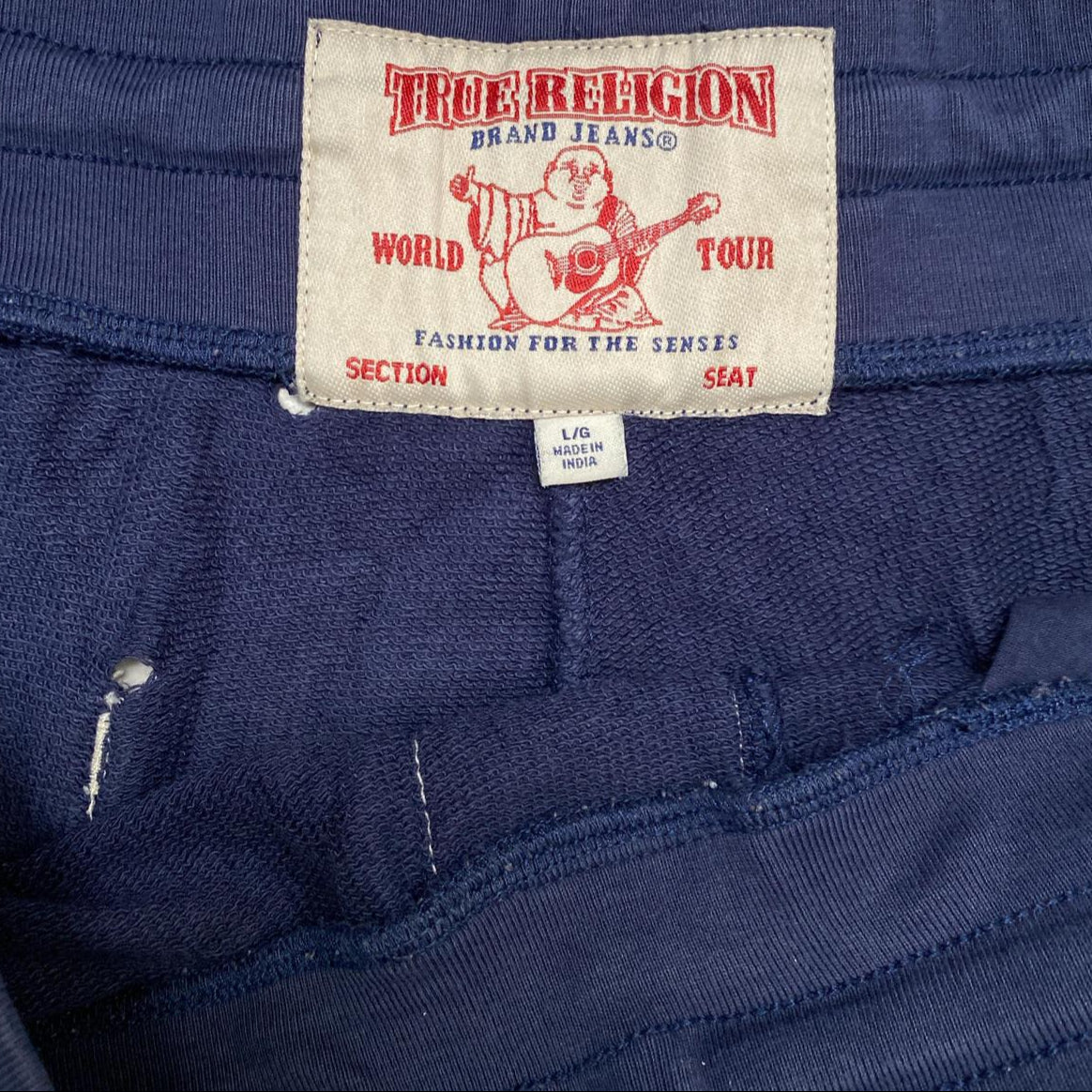 True Religion Navy and White Baggy Joggers (L)