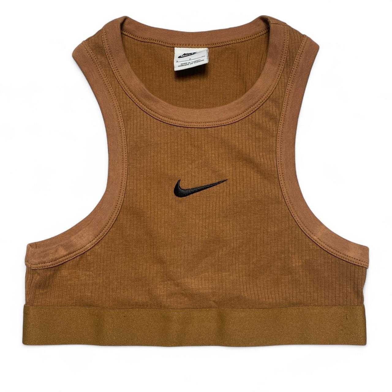 Nike Brown and Black Crop Vest and Shell Nylon Bottoms Tracksuit Set (S)