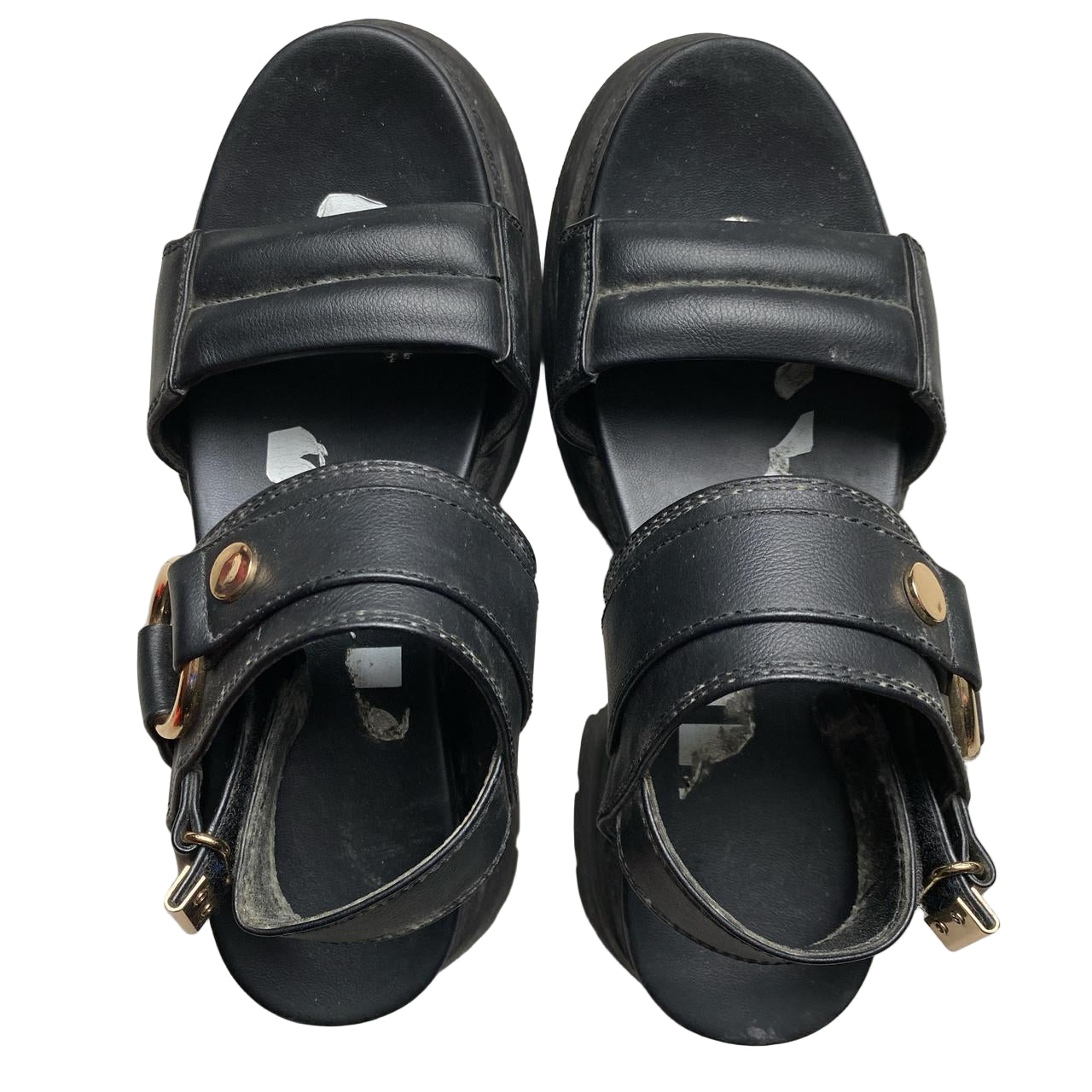 Buffalo Strap Platform Sandals Black Leather (UK 5)