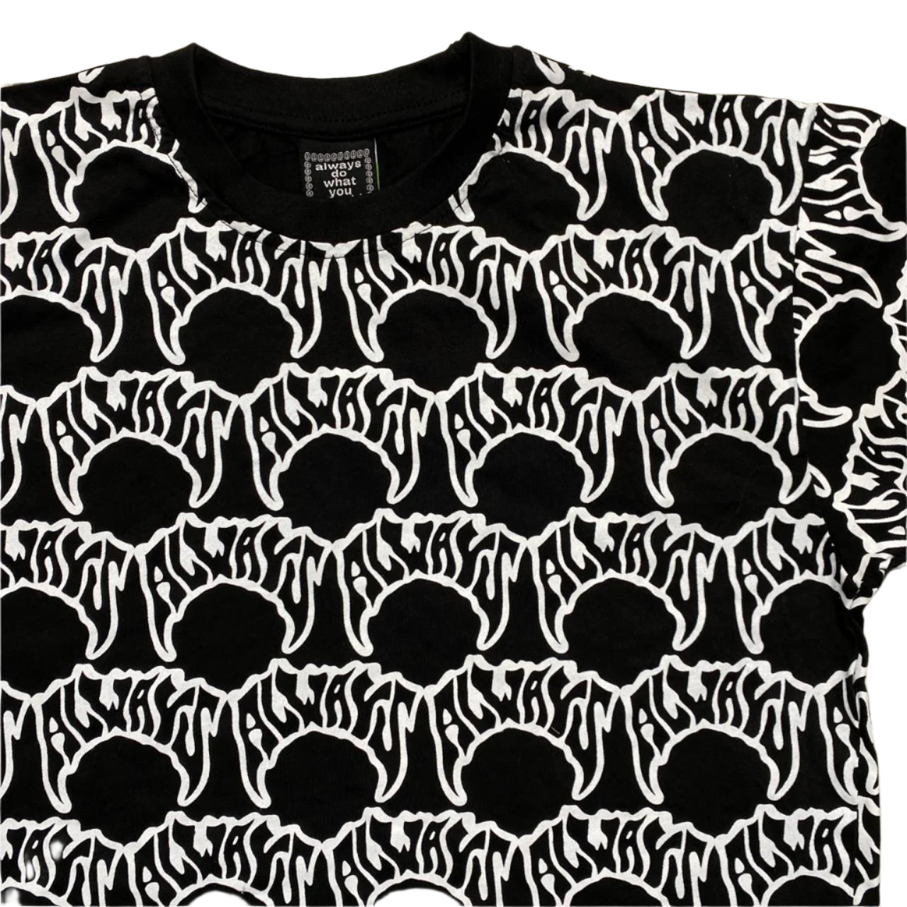 Always Do What You Should Do Black and White Repeat Logo T Shirt (M)