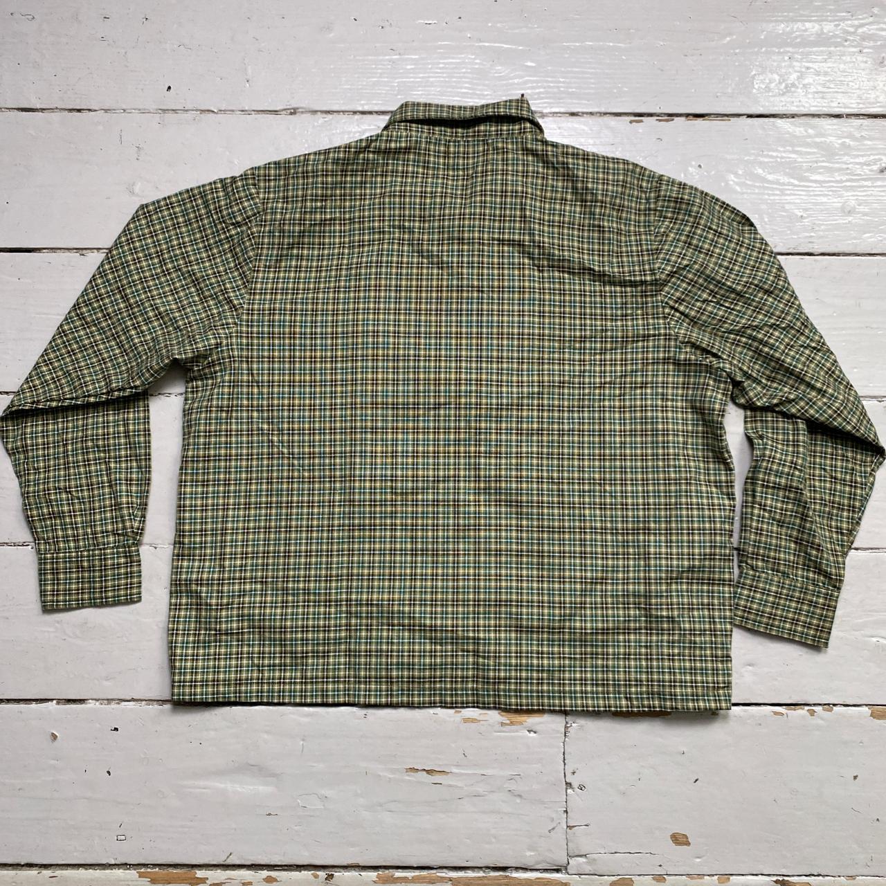 Sanje Fighting Flowers Embroidery Checked Plaid Shirt (M)
