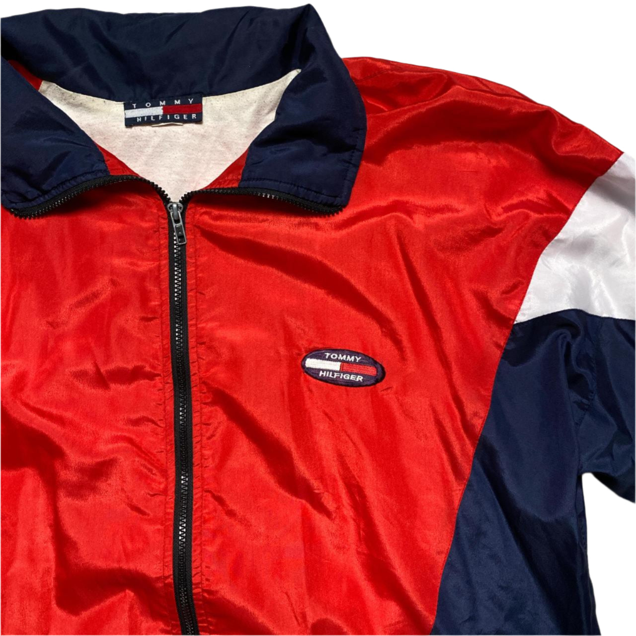 Tommy Hilfiger Vintage 90’s Blue Red and White Shell Nylon Baggy Tracksuit (XL)