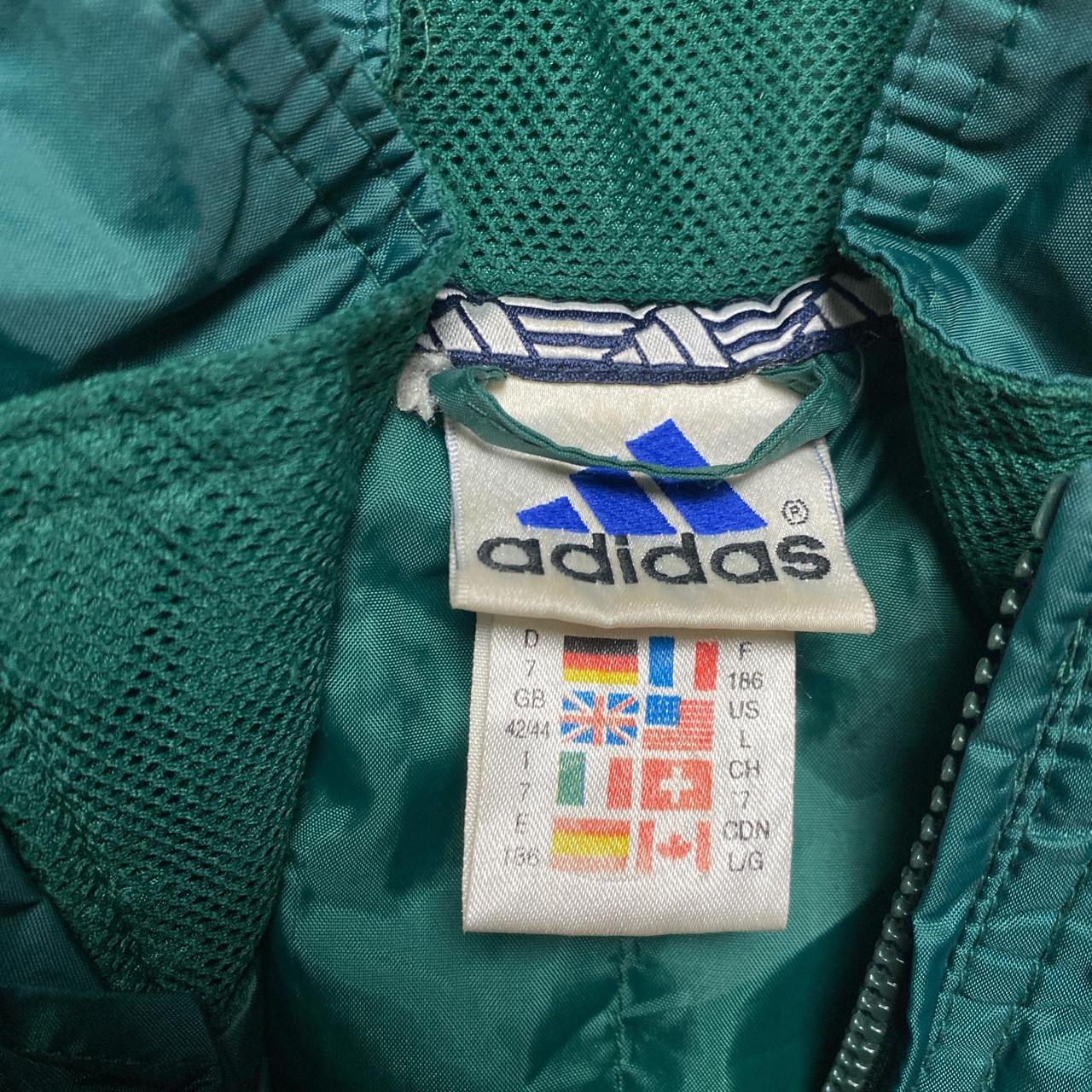 Adidas Green and White Vintage 90’s Padded Jacket (L)