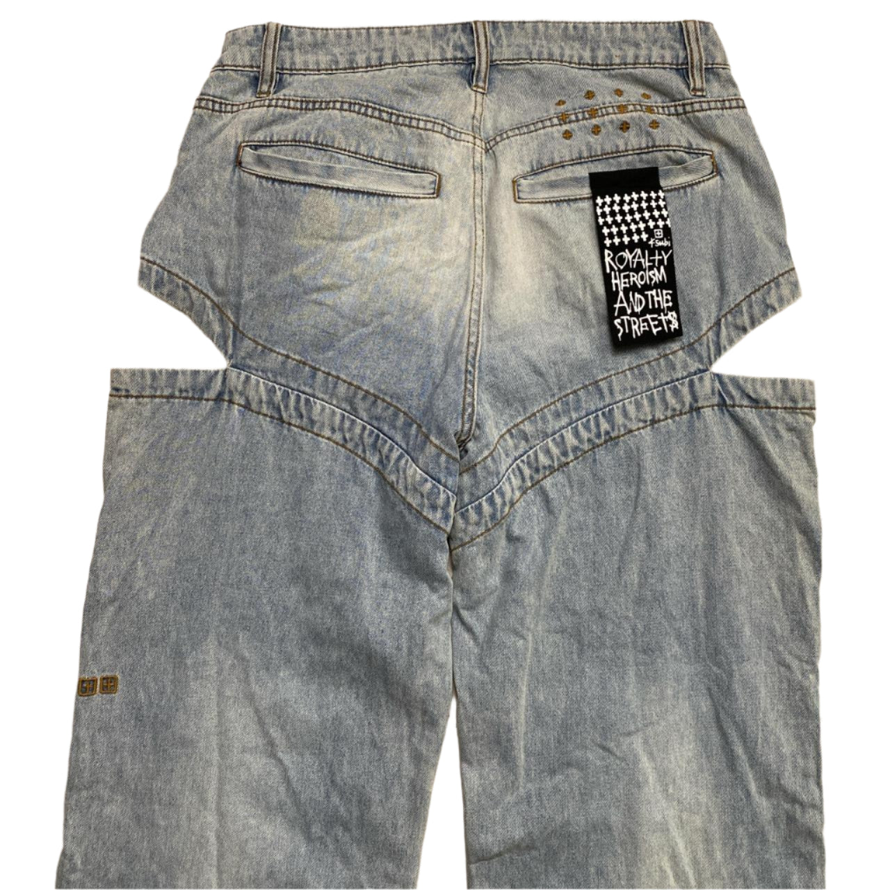 Ksubi Embroidered Flame Denim Thigh Slit Baggy Jeans (29W)