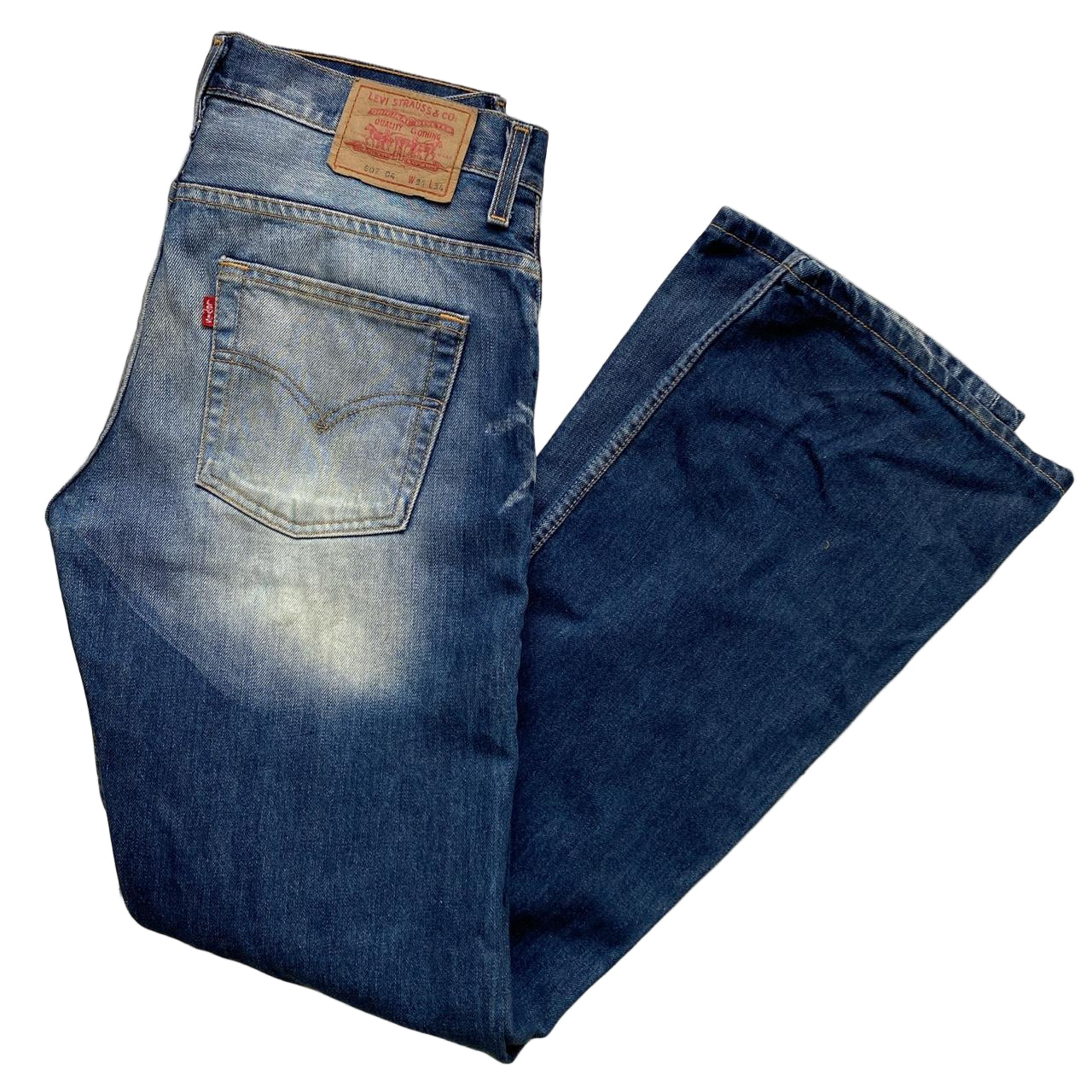 Levis 507 04 Vintage Stonewash Navy and Light Blue Baggy Jeans (31W)