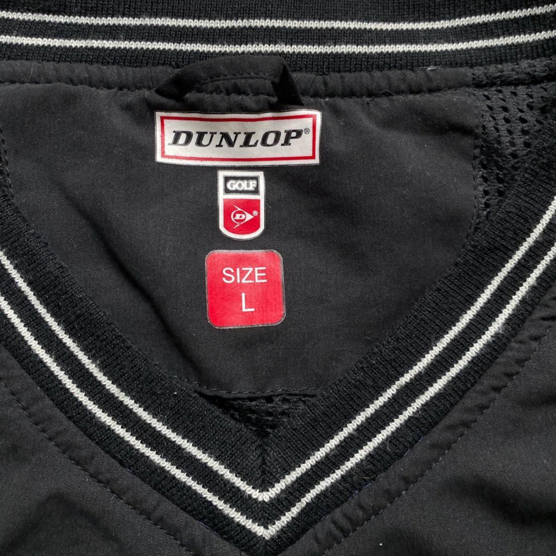 Dunlop Vintage Black and White Golf Windbreaker Shell Jumper (L)