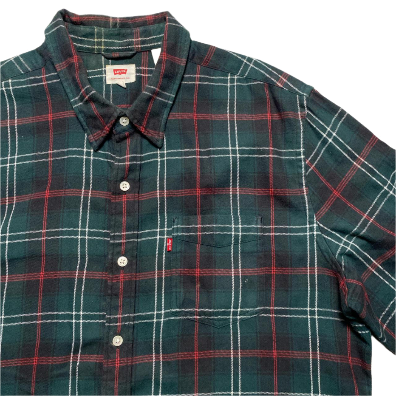 Levis Plaid Shirt Green Red and White (XL)