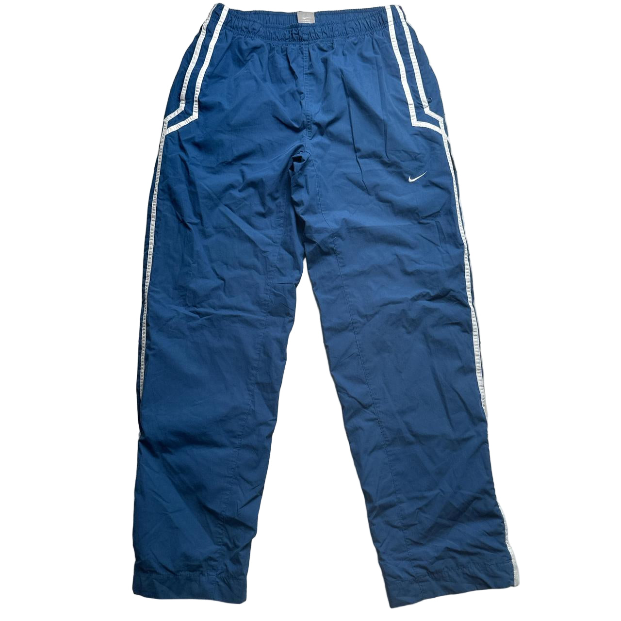 Nike Vintage Blue and White Shell Trackpant Bottoms (M)