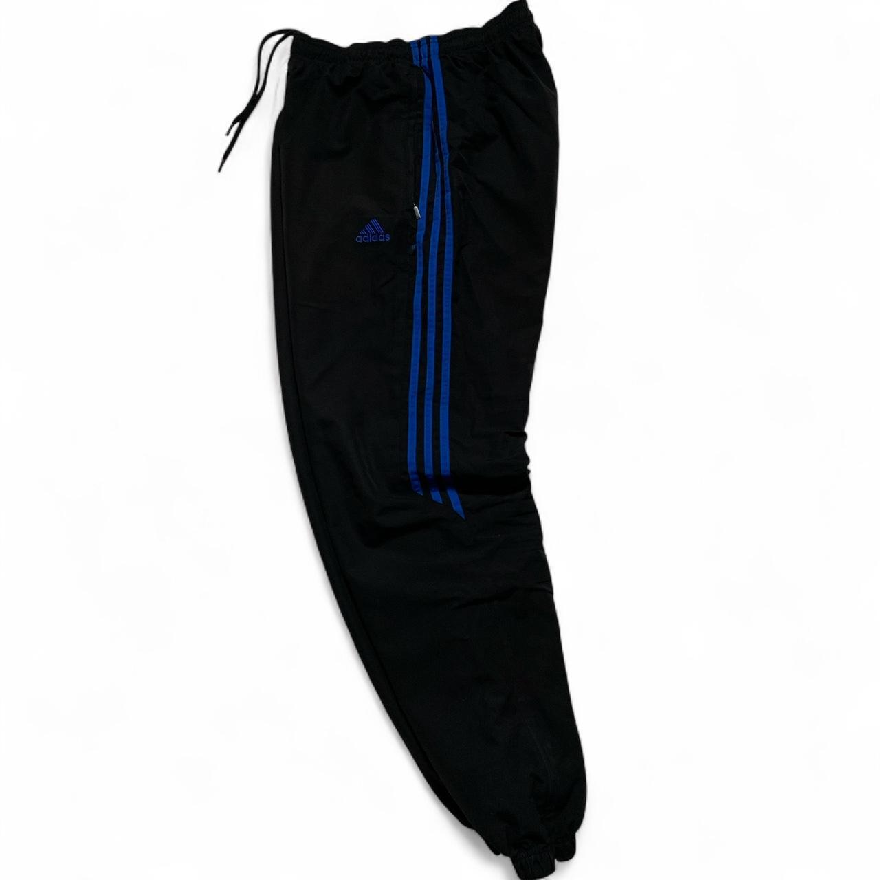 Adidas Black and Blue y2k Shell Trackpant Bottoms (M)