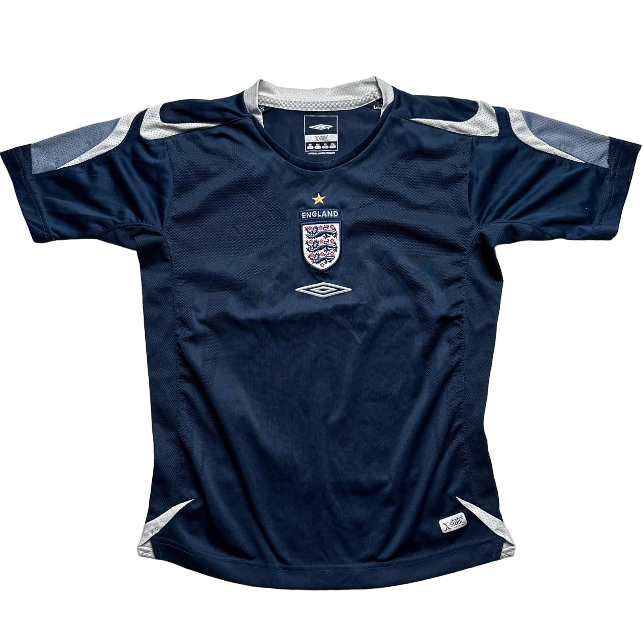 England Umbro Vintage Navy and White Kids Football Jersey (S)