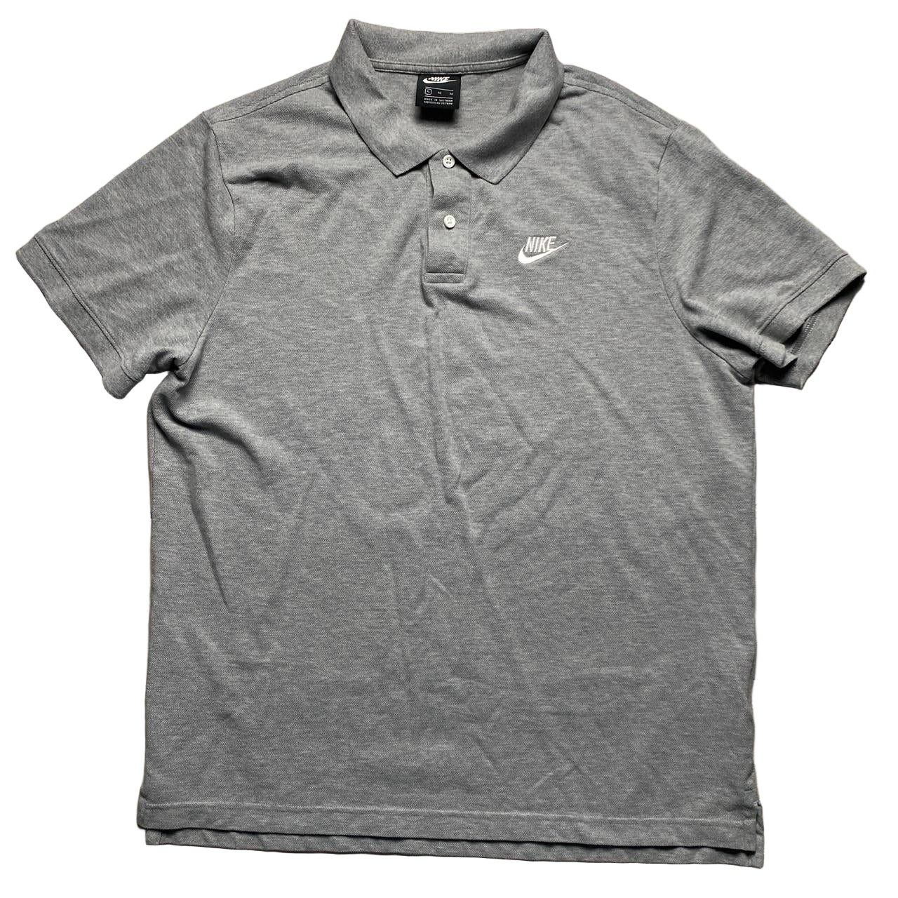 Nike Grey and White Polo Shirt (XL)