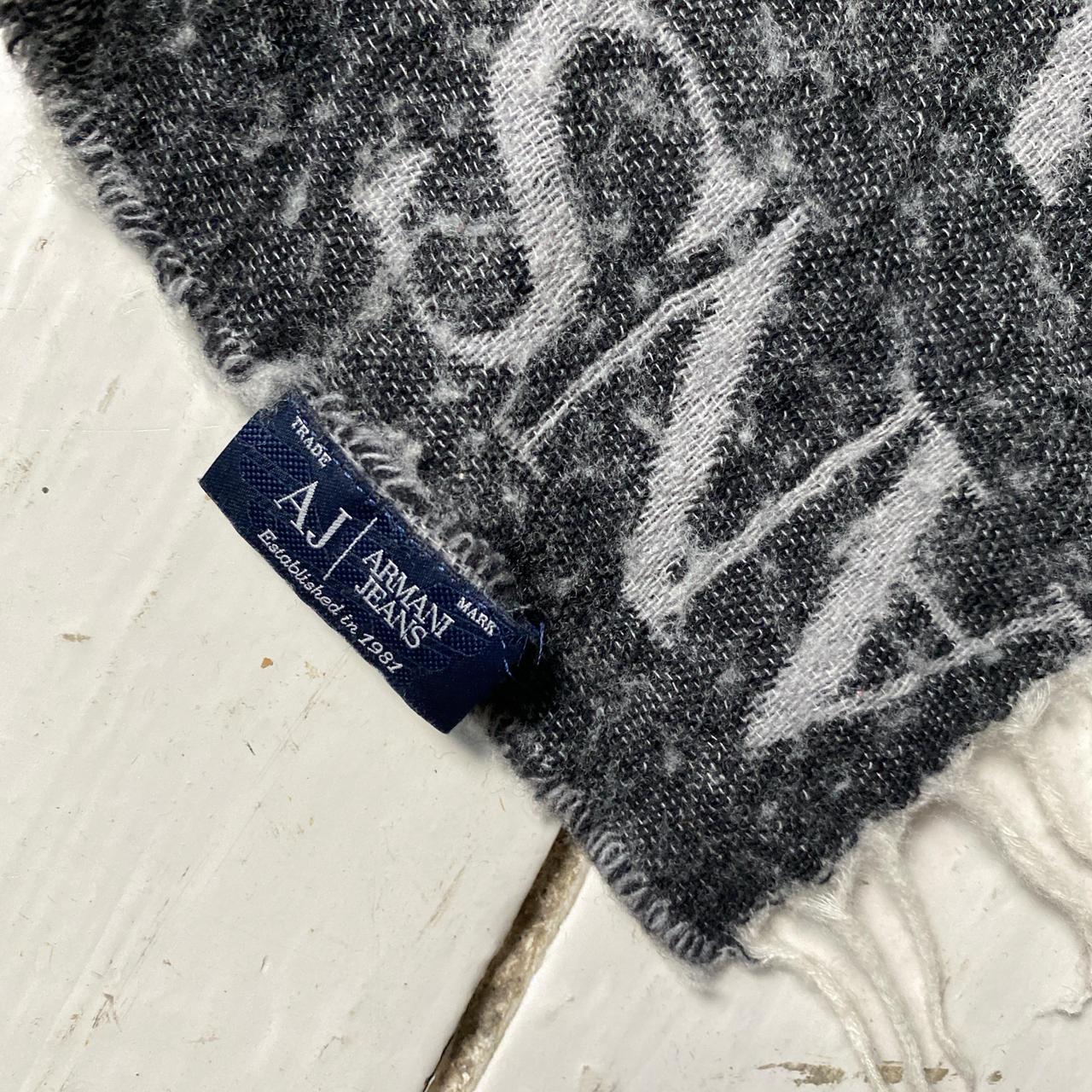 Armani Jeans Vintage Wool Scarf Two Tone Grey