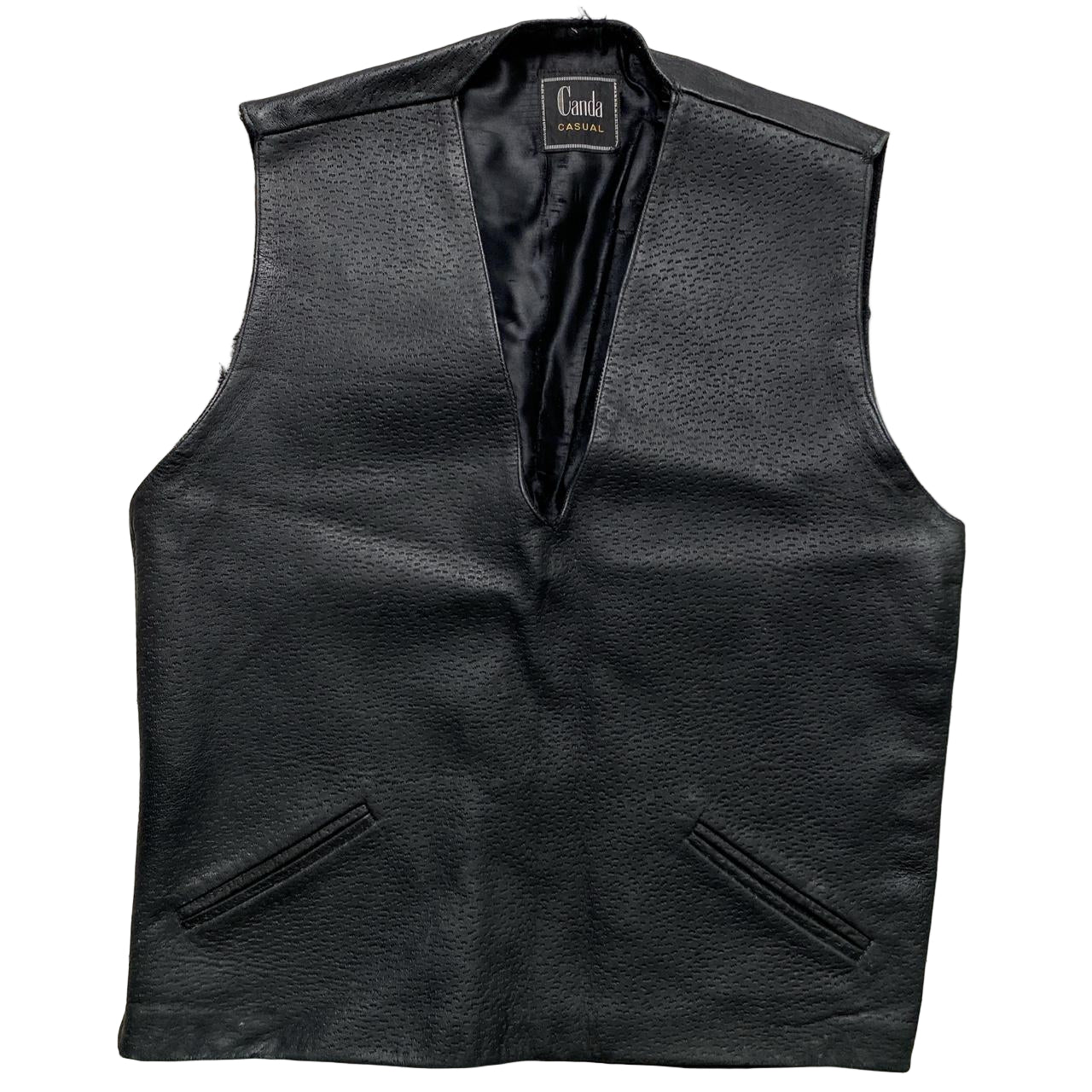 Leather Vest Gilet Black (M)