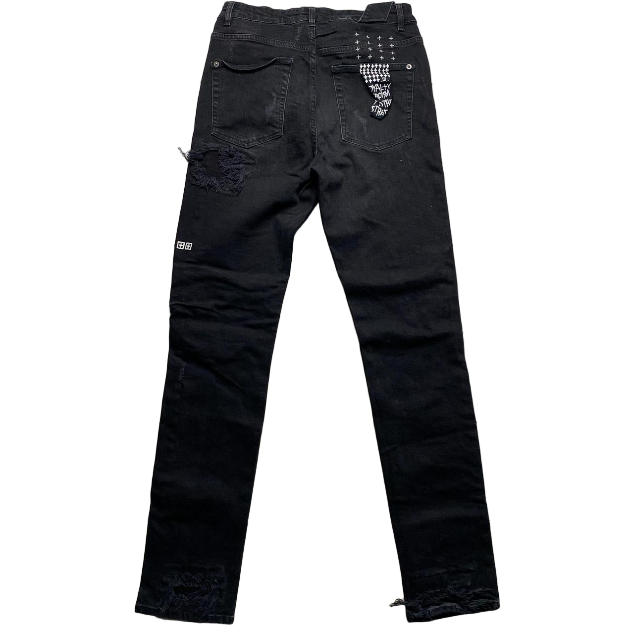 Ksubi Black and White Slim Distressed Jeans (30W)