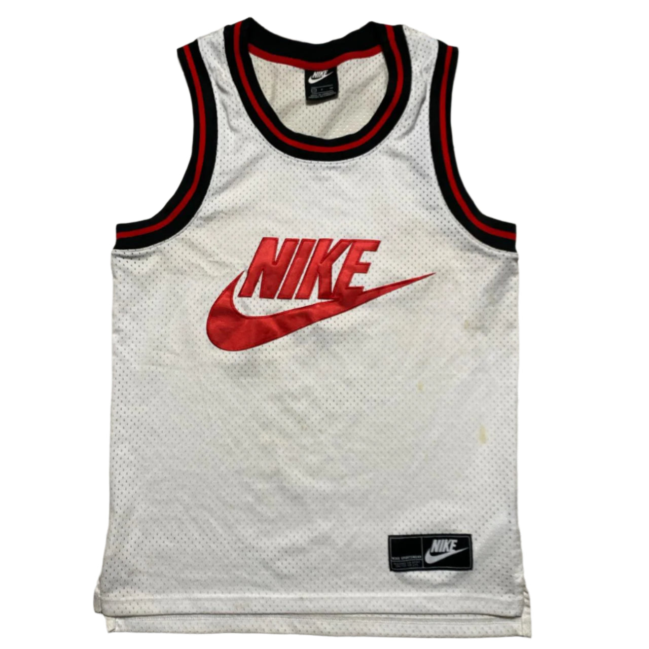 Nike White Red and Black Big Swoosh Basketball Vest (M)