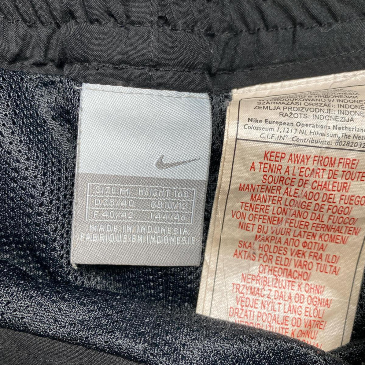 Nike Black and White Baggy Shell Trackpant Bottoms (M)