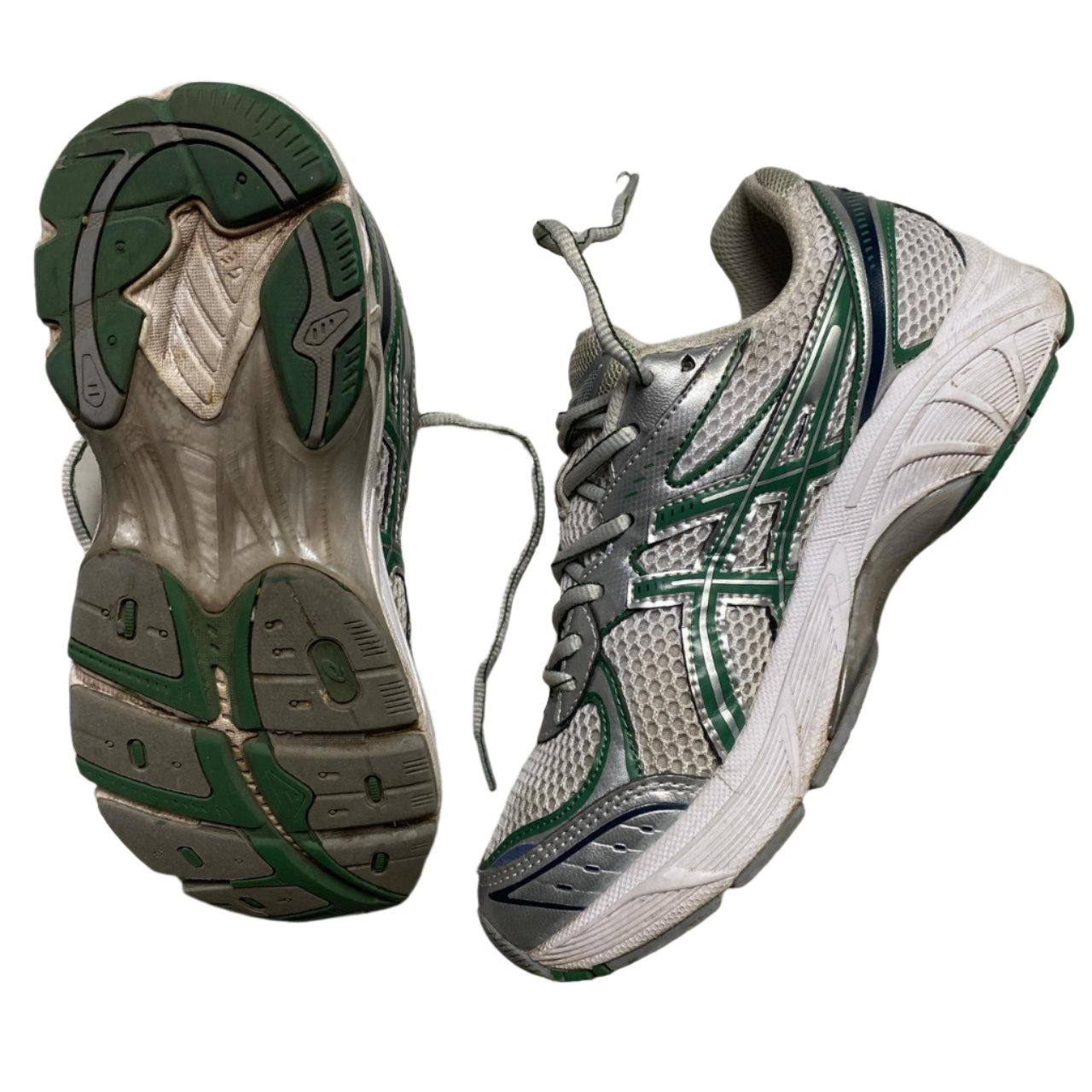 Asics GT-2160 Silver White and Green Womens Trainers (UK 5)