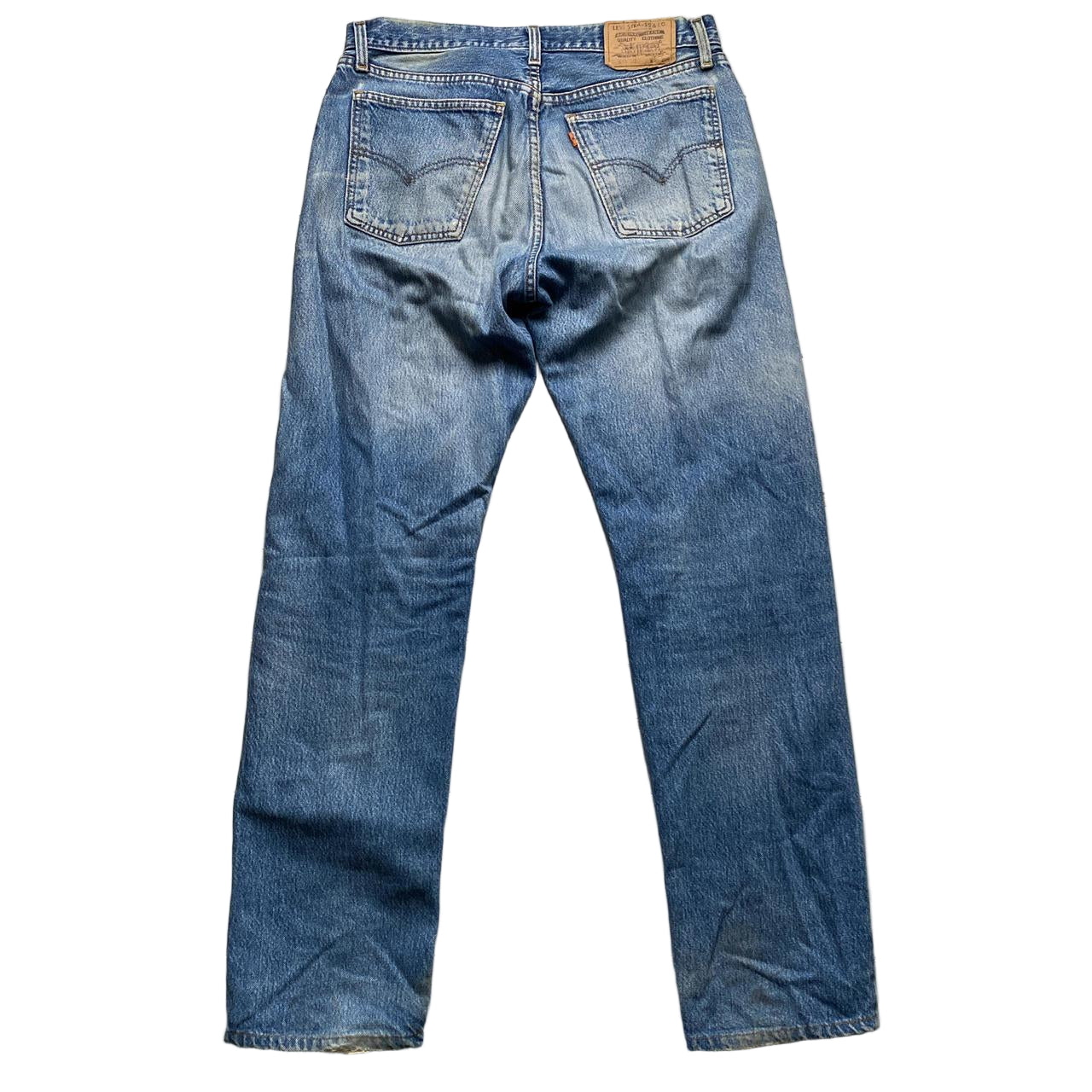 Levis Vintage 615 02 Made in UK Light Blue Stonewash Orange Tab Baggy Jeans (34W)