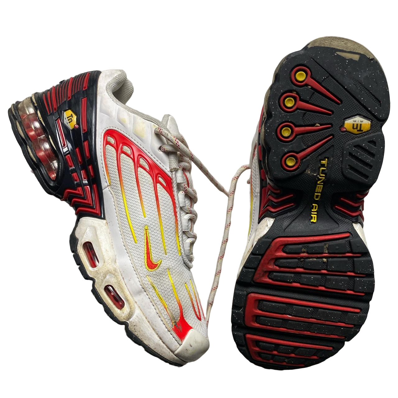 Nike Air Max Plus TN III 3 White Red and Yellow Flames (UK 5.5)