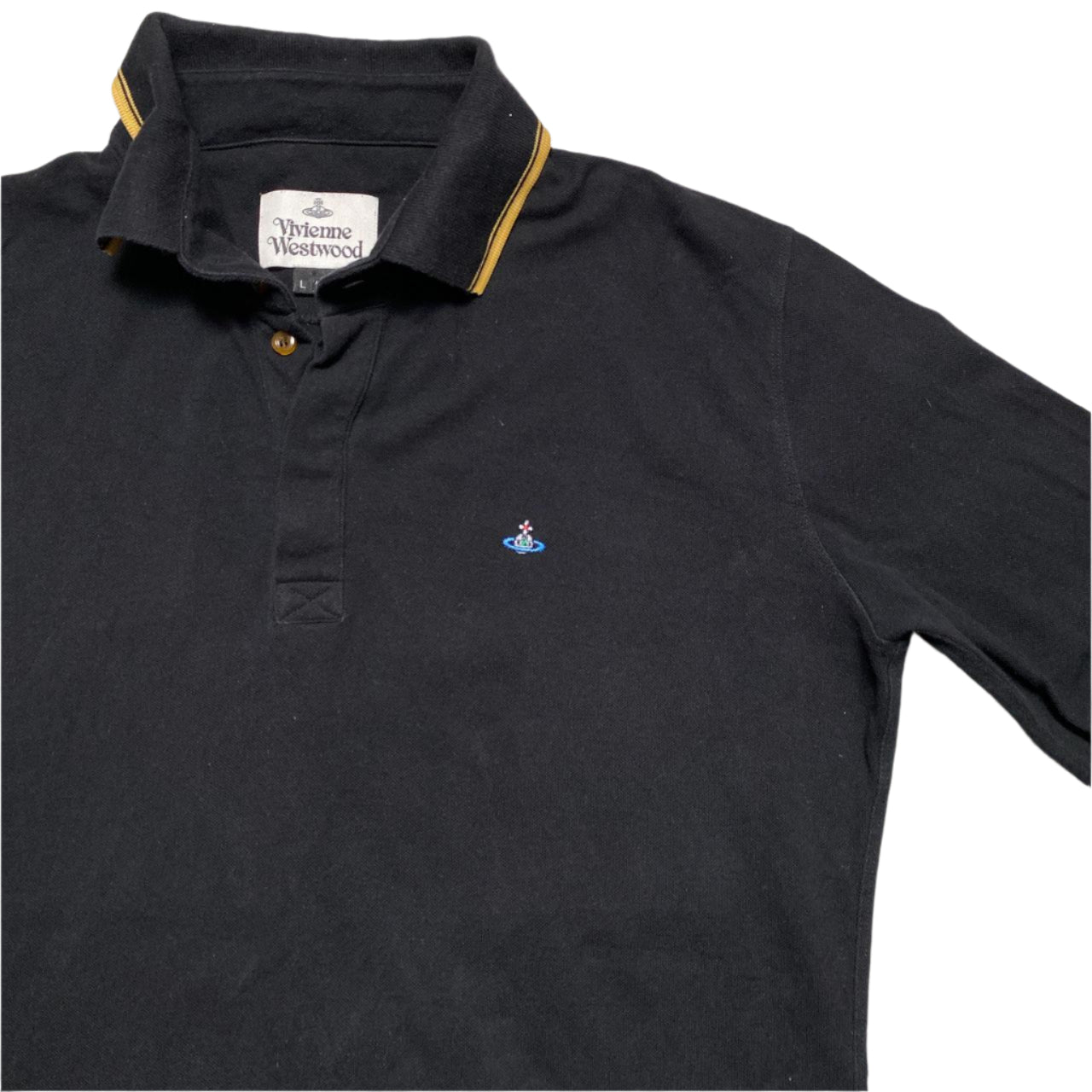 Vivienne Westwood Black and Yellow Long Sleeve Polo Shirt (L)