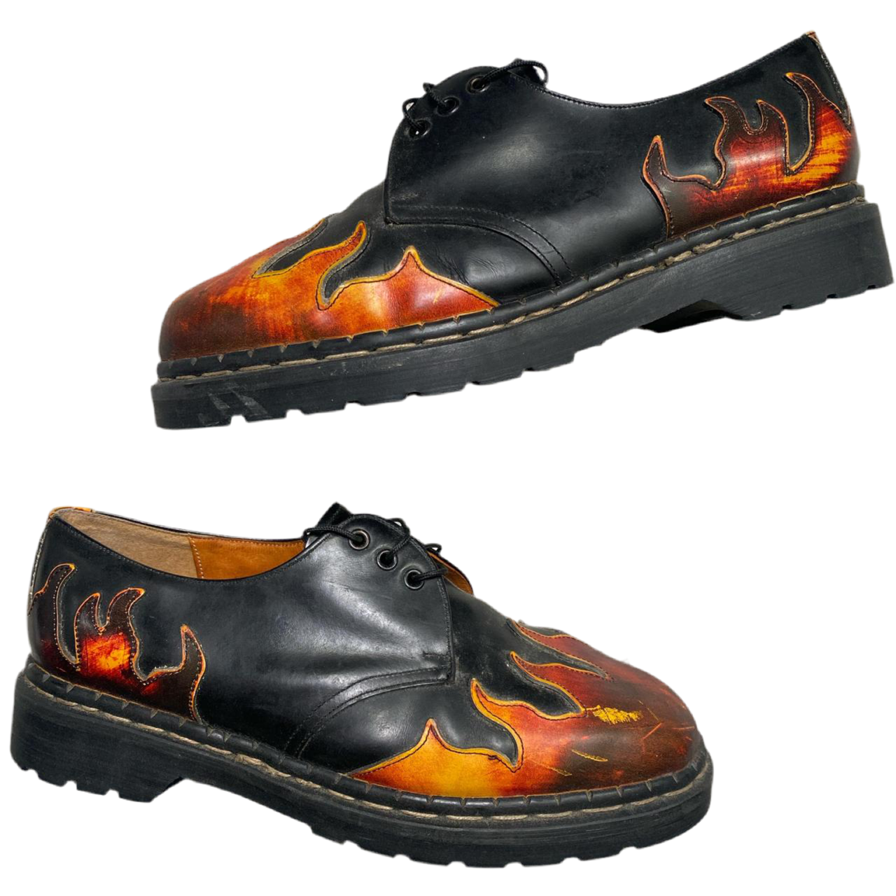 Leather Low TredAir Black and Flame Grunge Boot Shoes (UK 10)