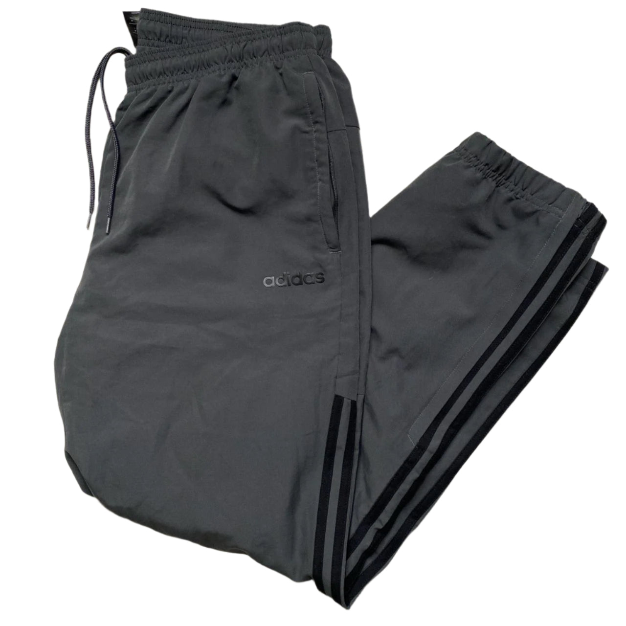 Adidas Grey and Black Shell Trackpant Bottoms (L)
