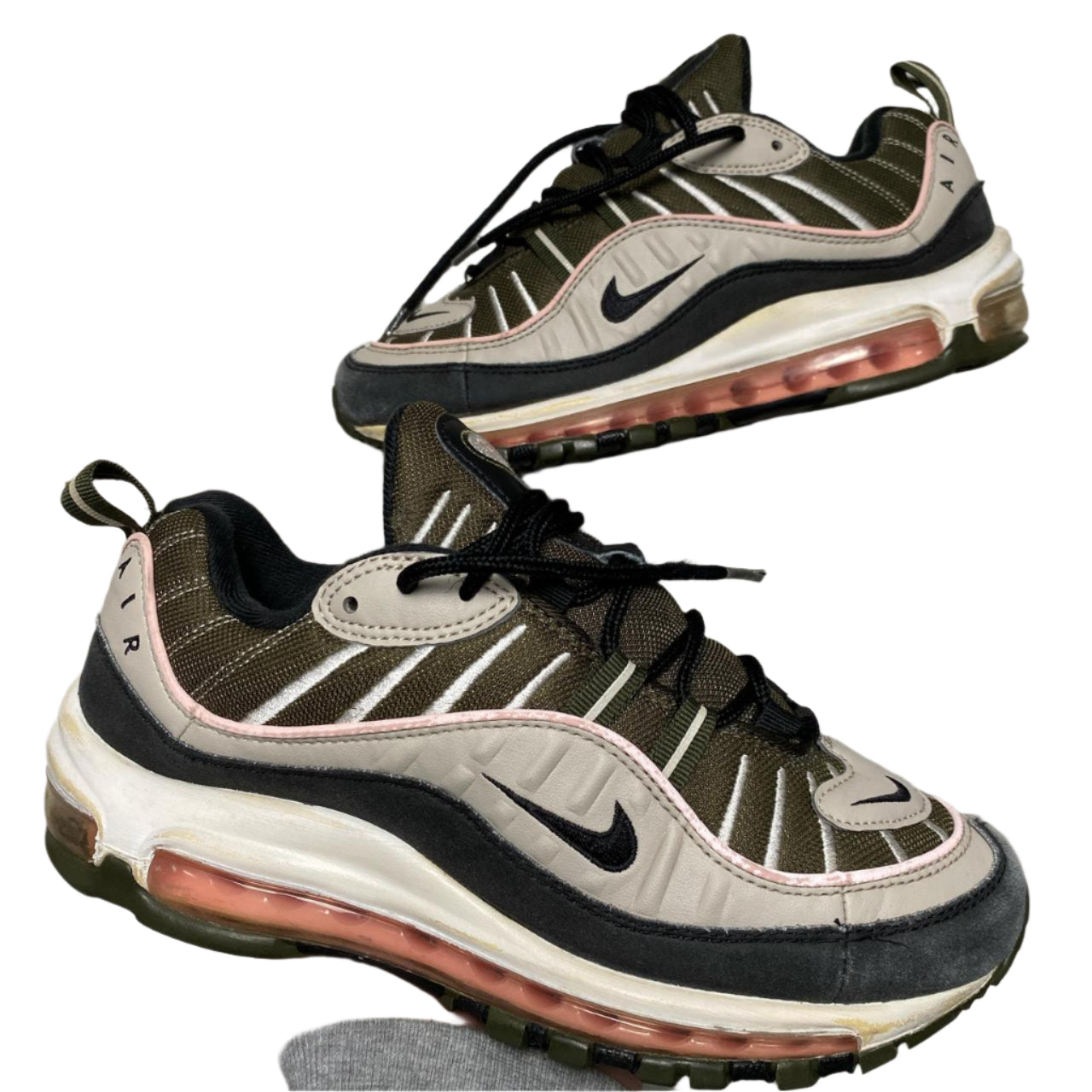 Nike Air Max 98 White Khaki and Pink (UK 5)