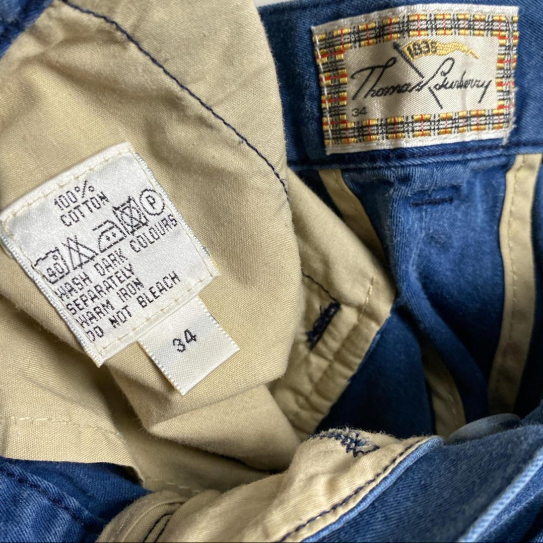 Thomas Burberry Vintage Blue Chino Shorts (34W)
