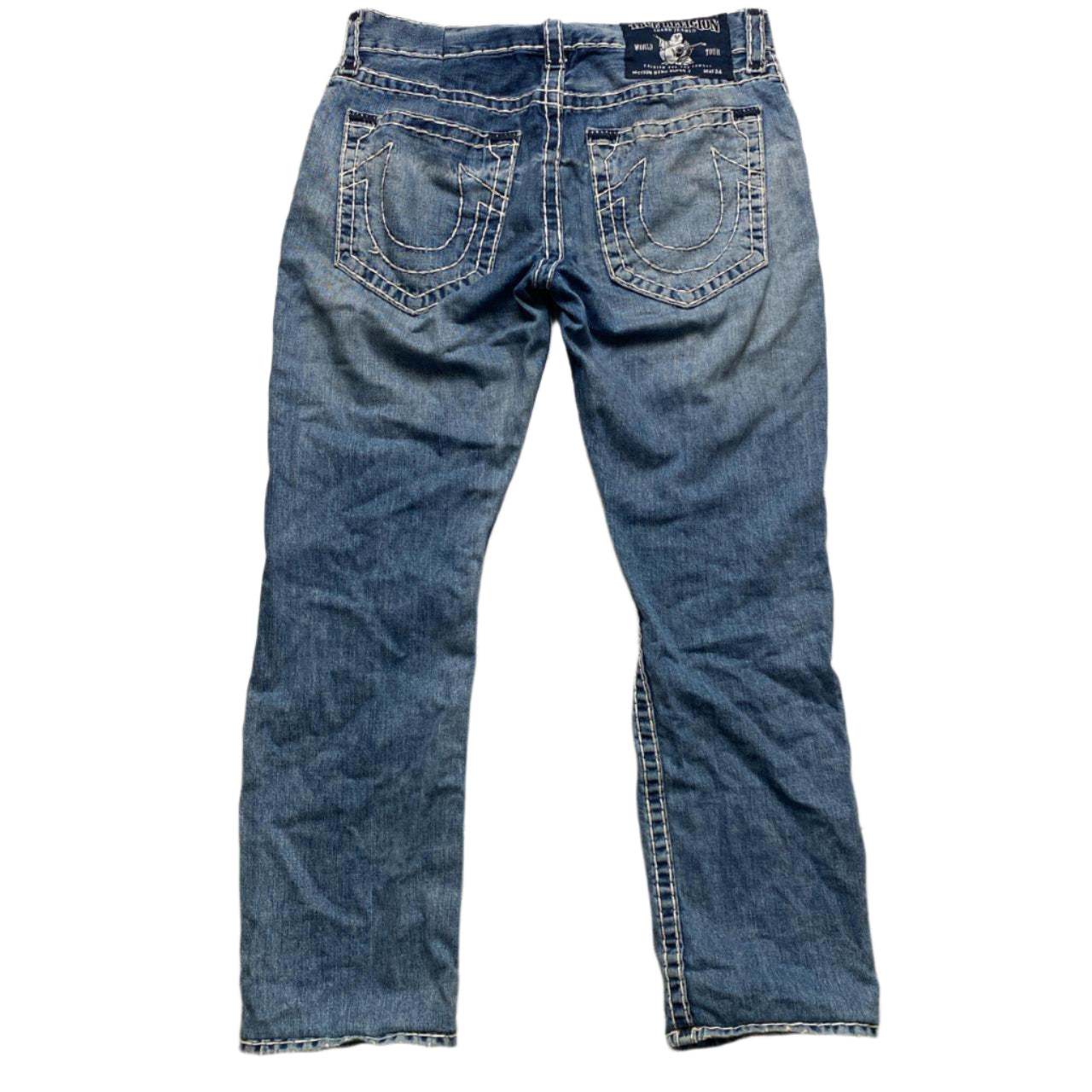 True Religion Geno Super T Light Blue White Stitch Stonewash Jeans (34W)
