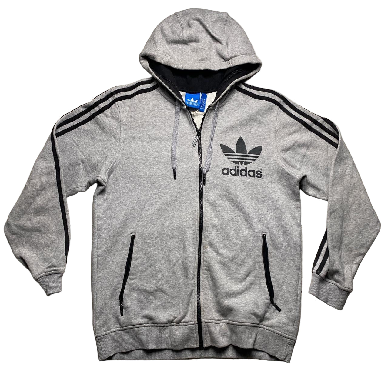 Adidas Grey and Black Hoodie (M)