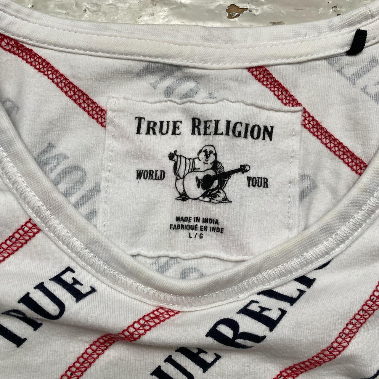 True Religion Red Contrast Stitch White and Black T Shirt (L)