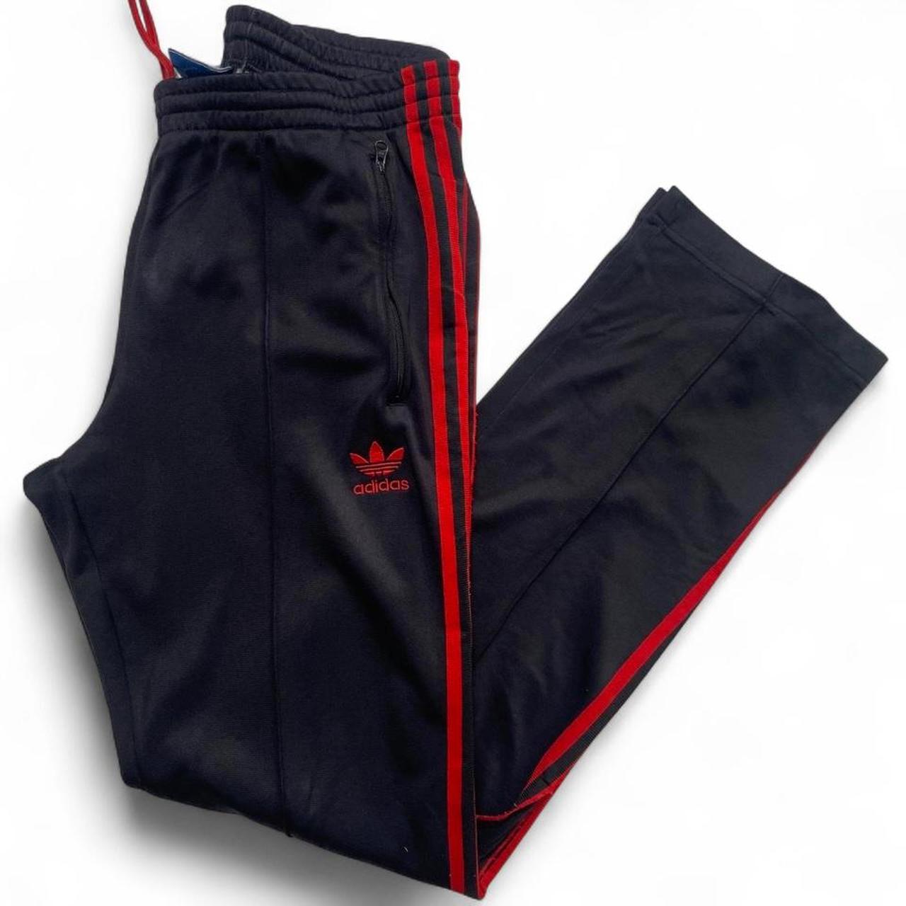 Adidas Originals Black and Red Tracksuit Bottoms (M)
