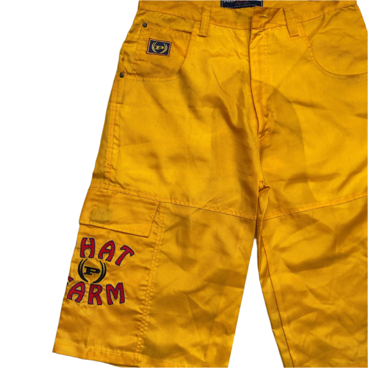 Phat Farm Yellow Red and Blue Vintage 90βs Nylon Jorts Shorts (34W)