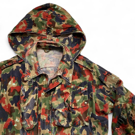 Swiss Camo M70 Camouflage Red Brown and Green Vintage Army Military Jacket (XL)