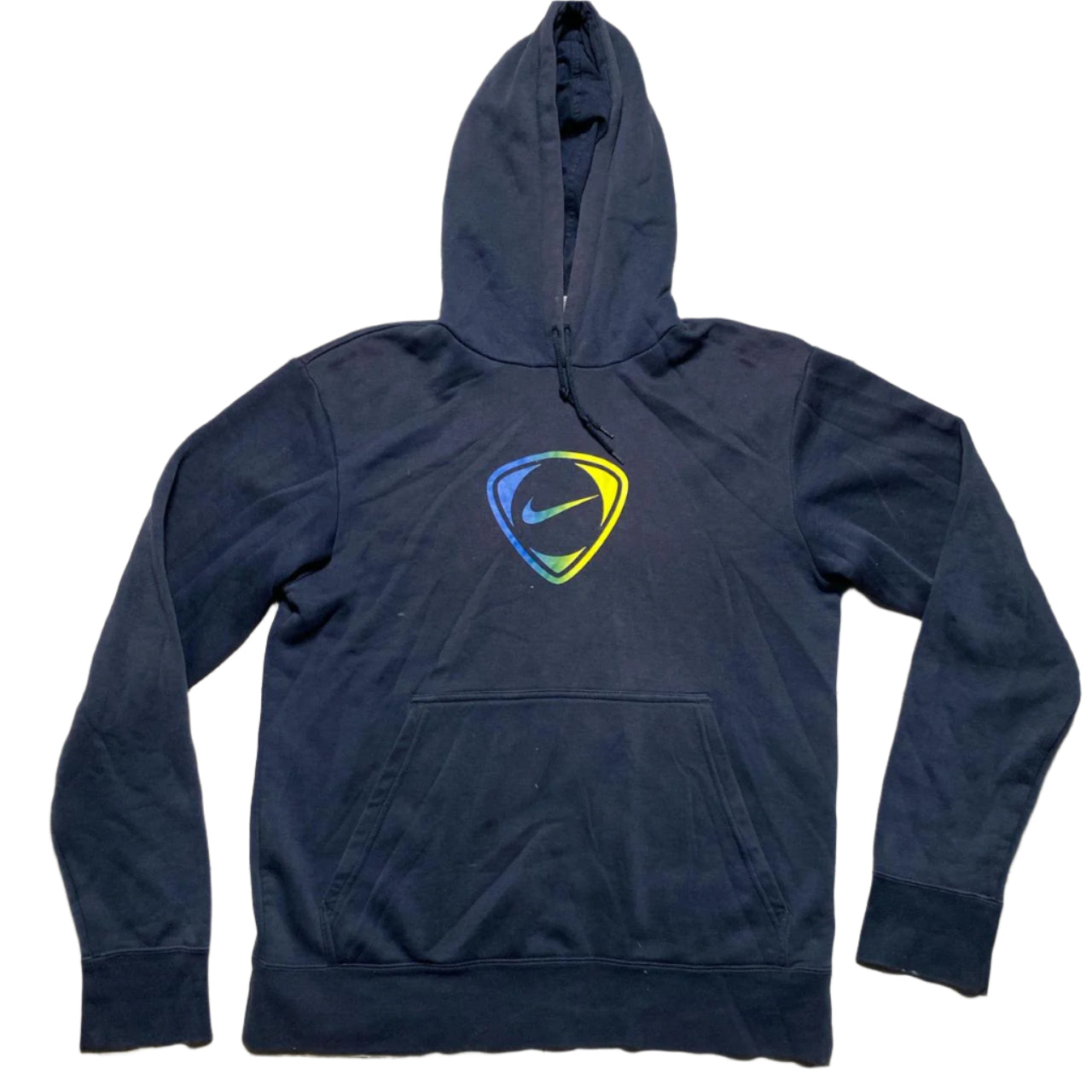 Nike Football Vintage y2k Navy Blue and Yellow Gradient Hoodie (M)