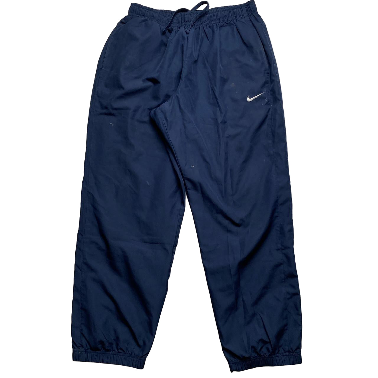 Nike Swoosh Navy and White Shell Trackpant Baggy Bottoms (XL)