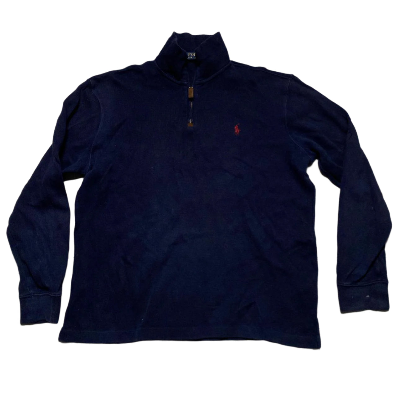 Polo Ralph Lauren Navy and Red Pony Quarter Zip Jumper (M)