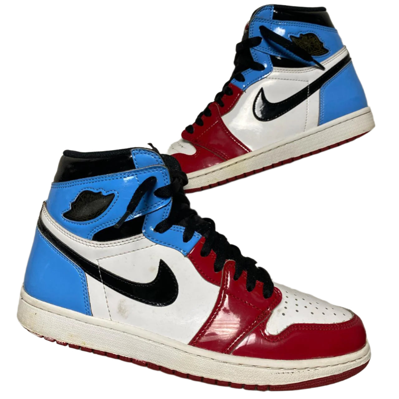 Jordan 1 No Fear Fearless Red Black White and Blue Patent (UK 9)