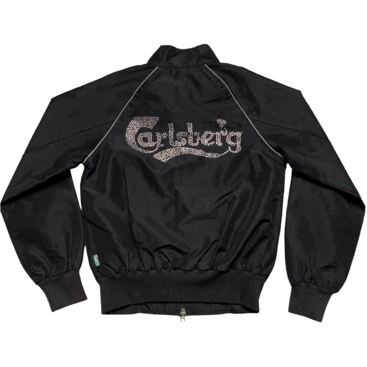 Carlsberg Black Diamante Rhinestone Bomber Womens Jacket (S)