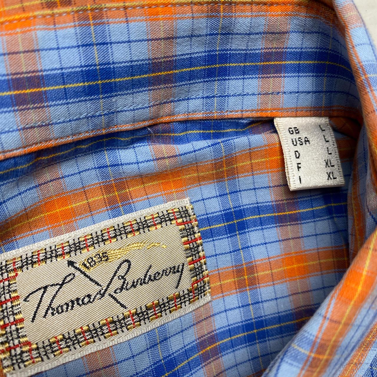 Thomas Burberry Vintage Plaid Blue and Orange Shirt (L)