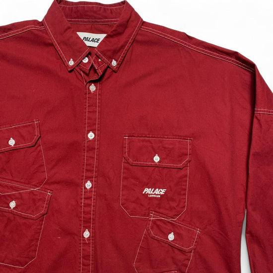 Palace Red and White Multi Pocket Long Sleeve Shirt (L)