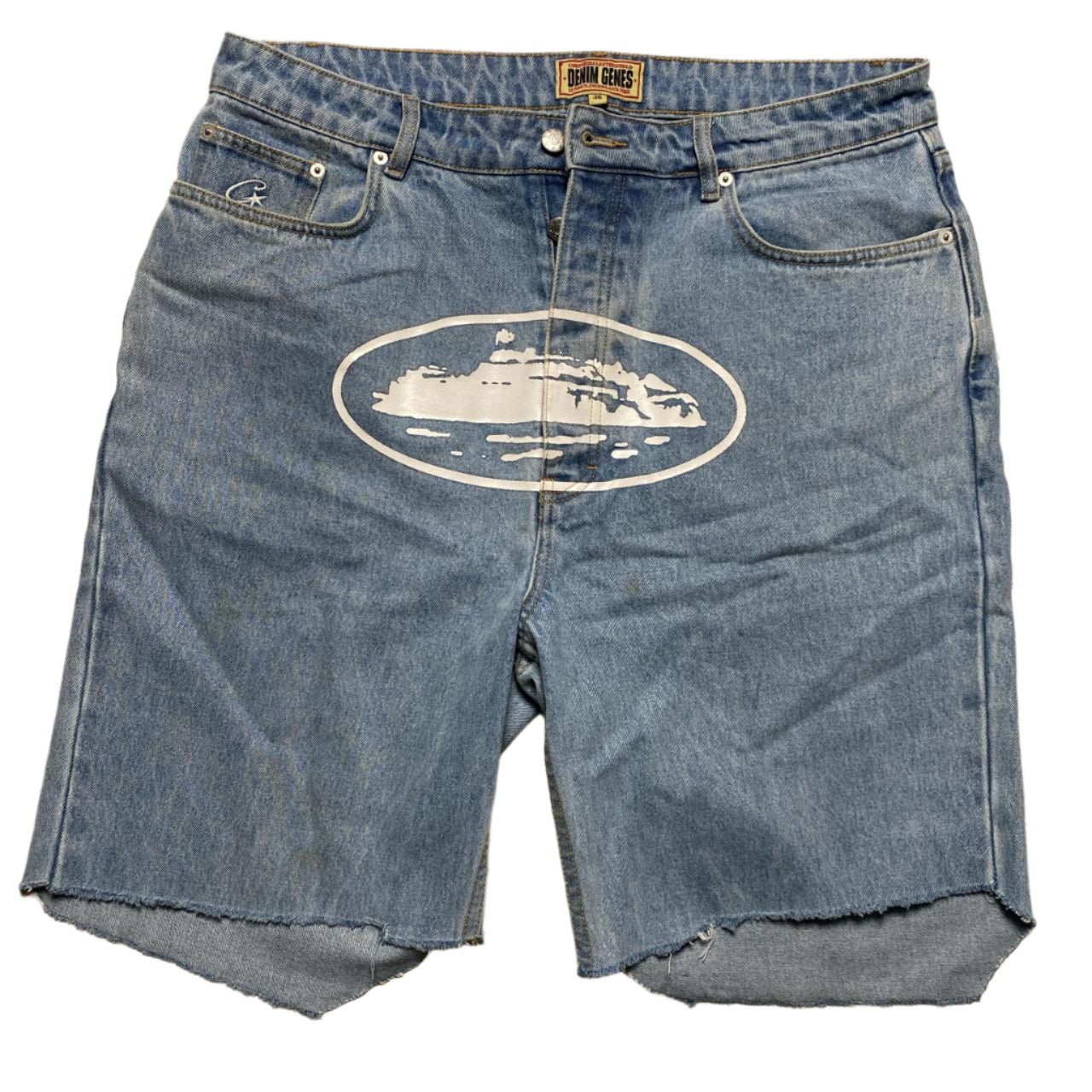 Corteiz Denim Genes Cut Down Jort Jean Shorts (W 36)