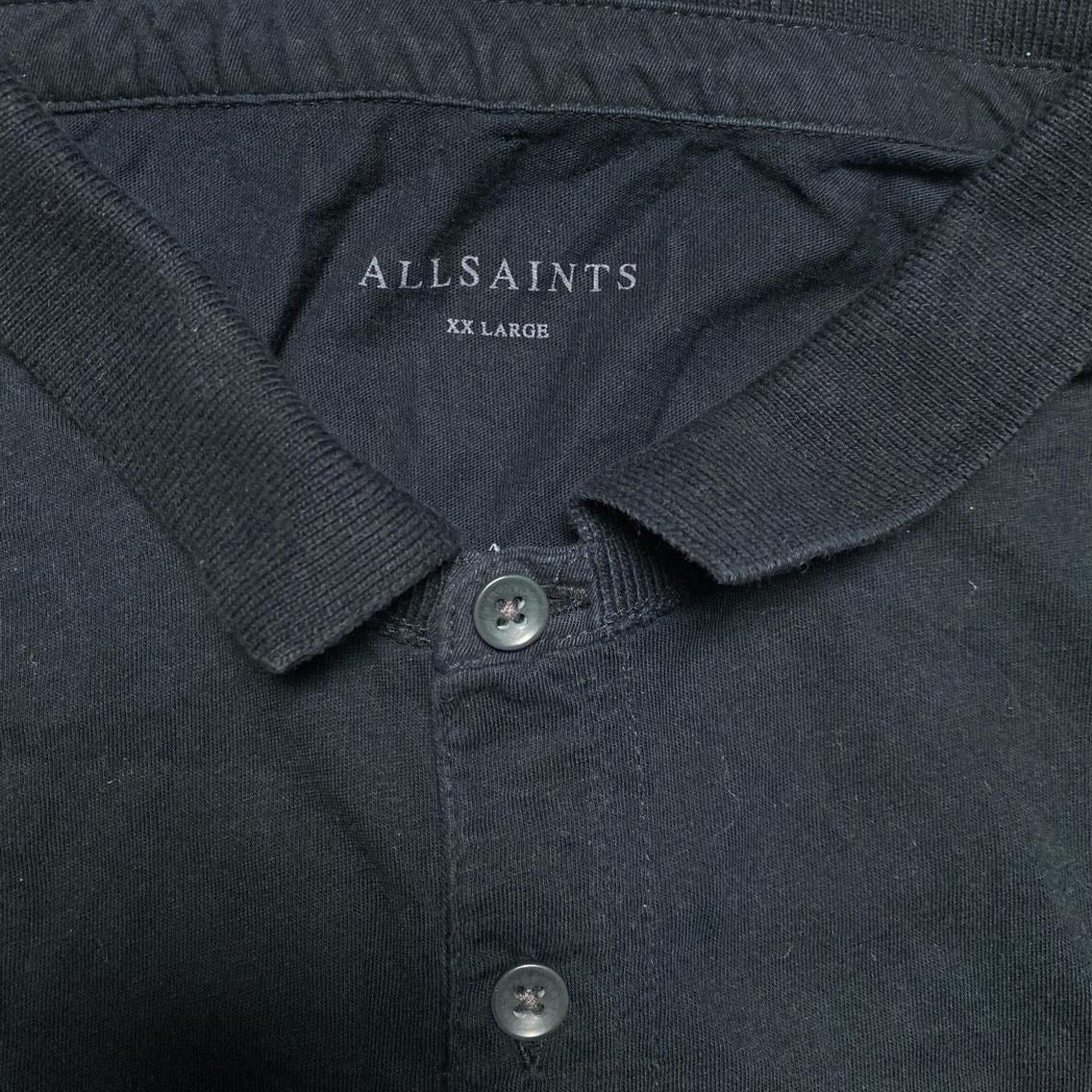 All Saints Black and Grey Polo Shirt (2XL)