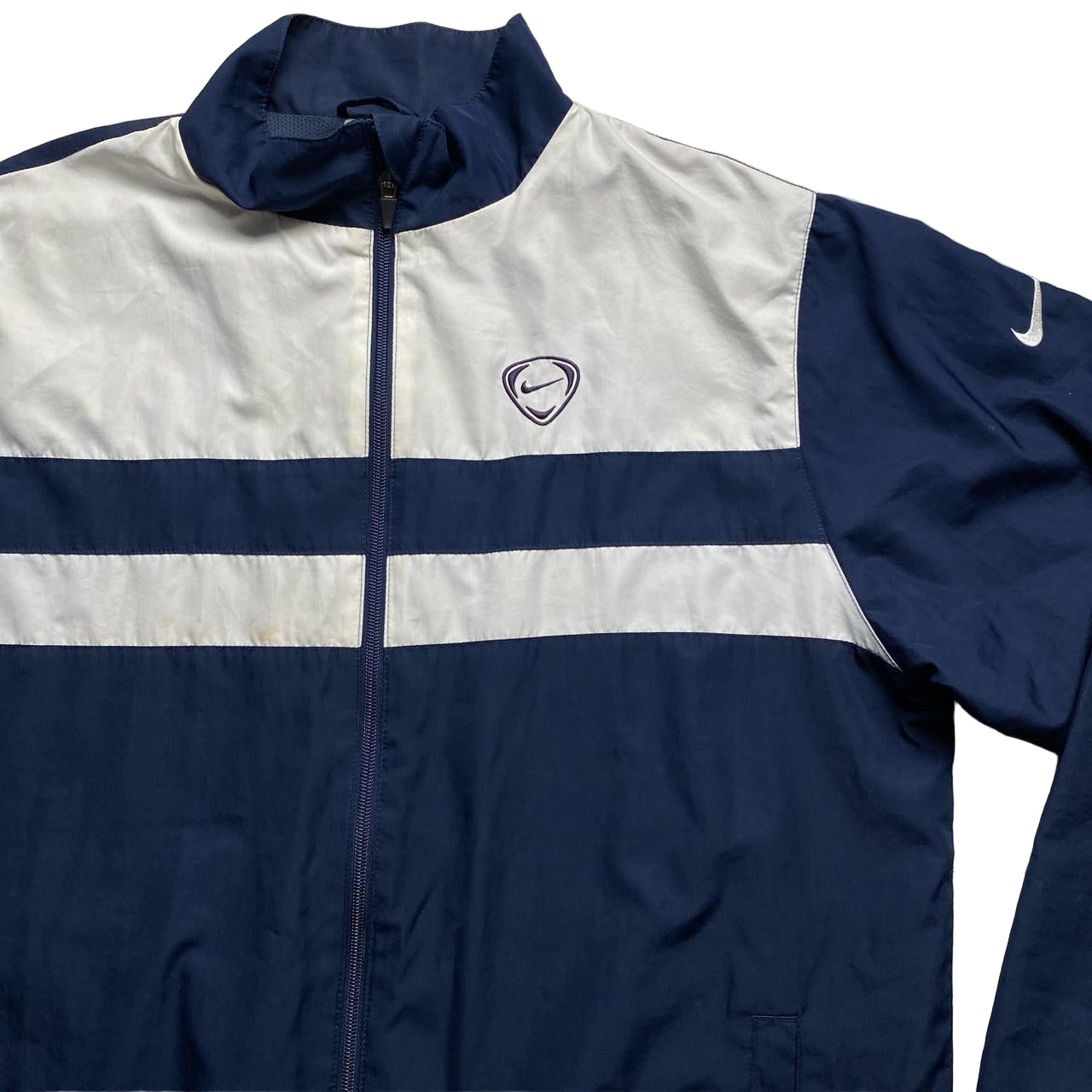 Nike Vintage Football Navy and White Shell Tracksuit Jacket (L)